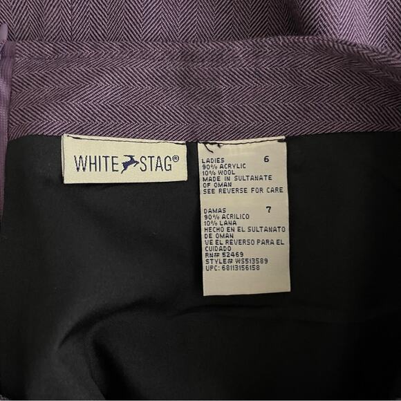 Vintage purple wool floral embroidered cottagecore herringbone midi skirt - Picture 6 of 6